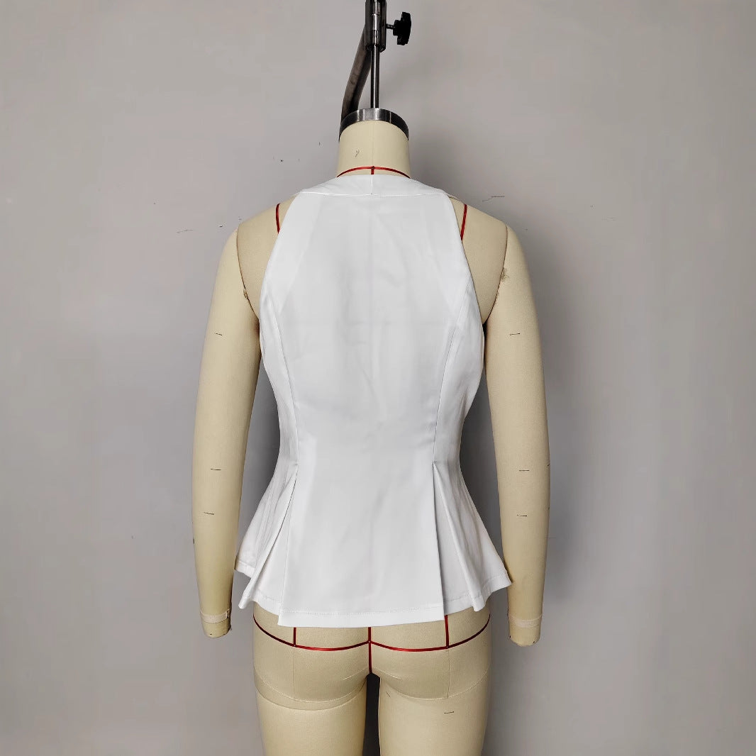 Women's Elegant Fashion Over Sleeveless Breasted Pure Vests