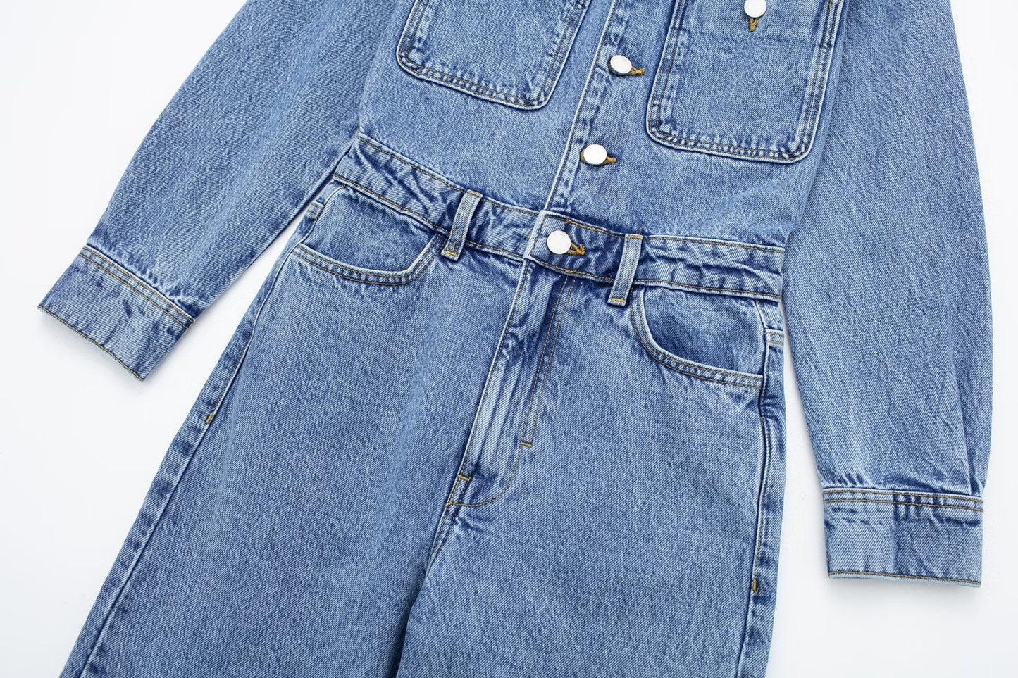 Women's Long Sleeves Denim Urban Casual Personalized Jumpsuits