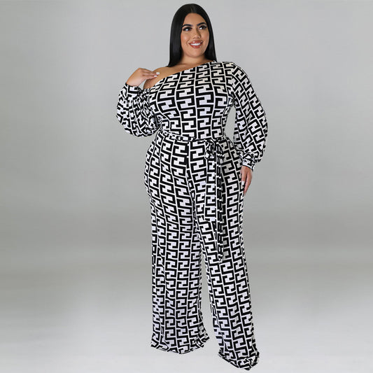 Women's Fashion Casual Printing Long Sleeve Jumpsuits