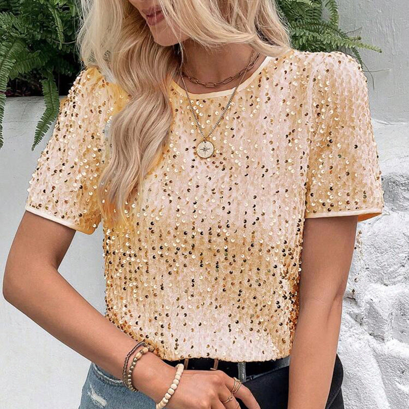 Women's Commuter Loose Sleeve Bag Collar Round Blouses