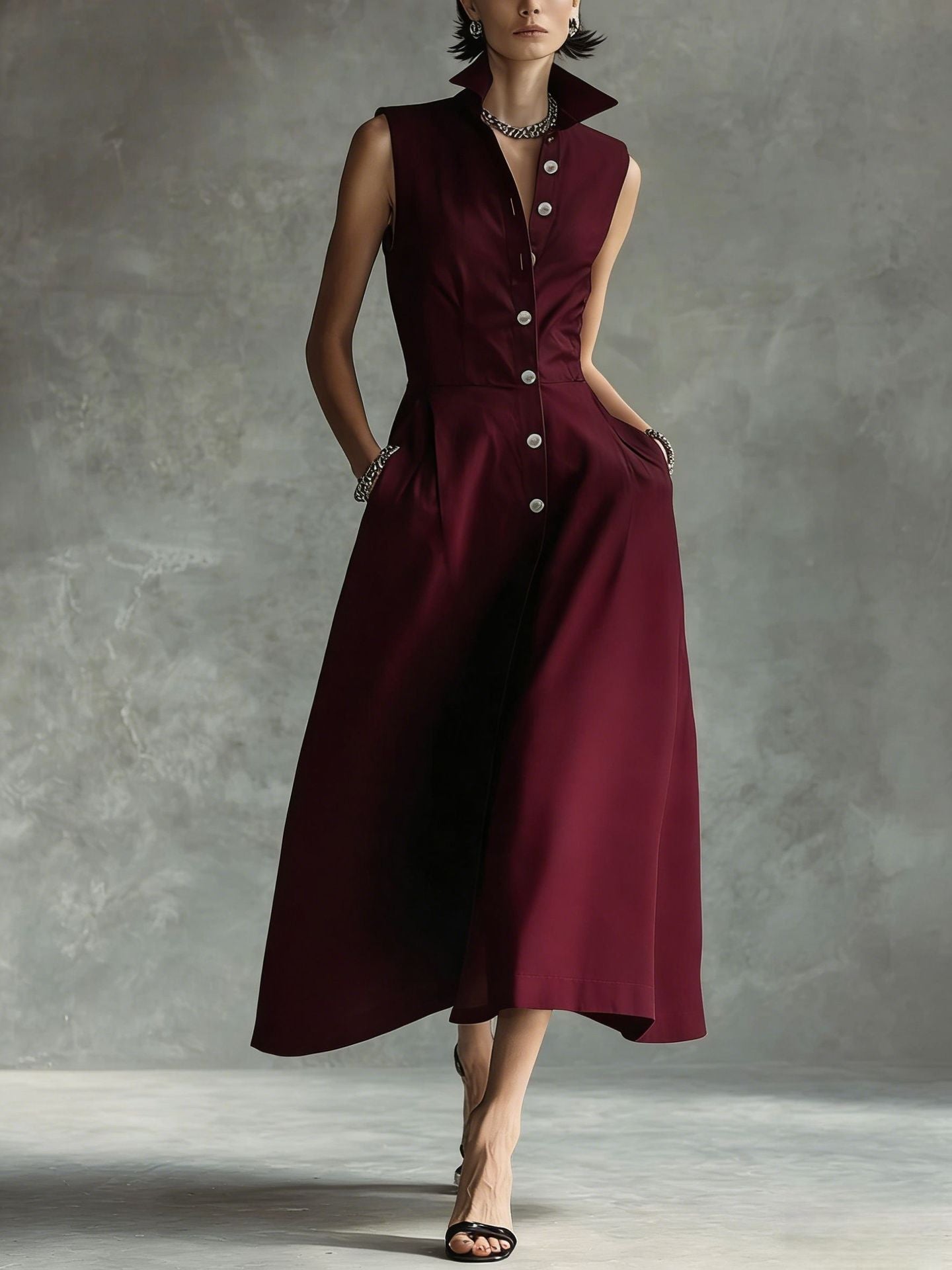 Summer Fashion Casual Stand Collar Elegant Trendy Dress