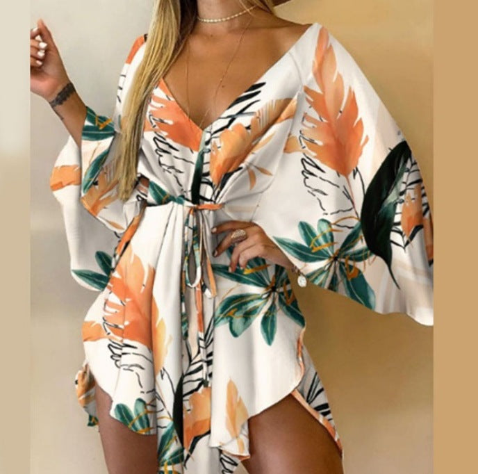 Autumn Sexy Irregular Batwing Sleeve Dress Dresses