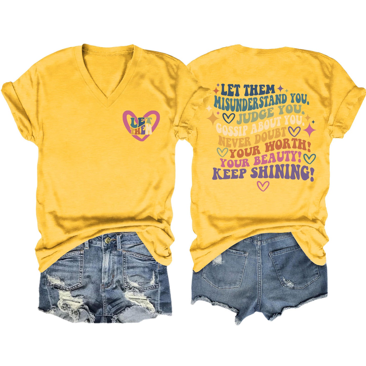 Women's Funny Letter Elegant T-shirt Duplex Printing Blouses
