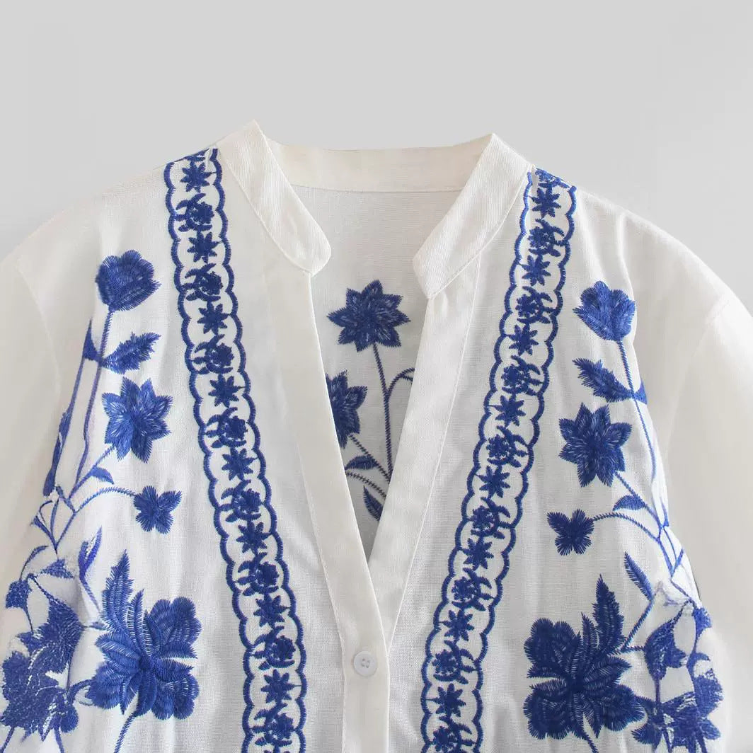 Trendy Spring Embroidered Leisure Loose Shirt Blouses