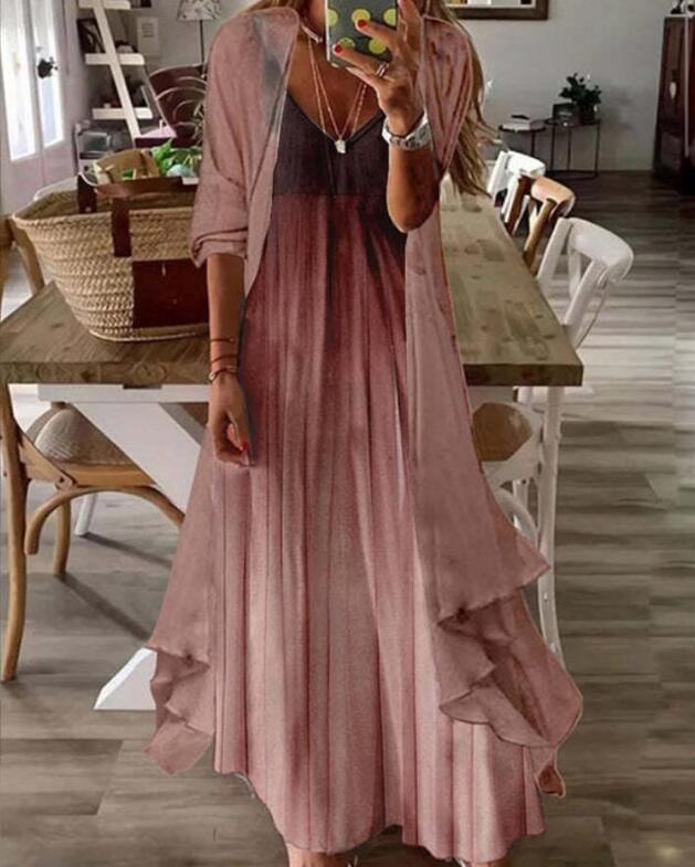 Women's Print Holiday Suspender Dress Indian Style Large Swing Dresses