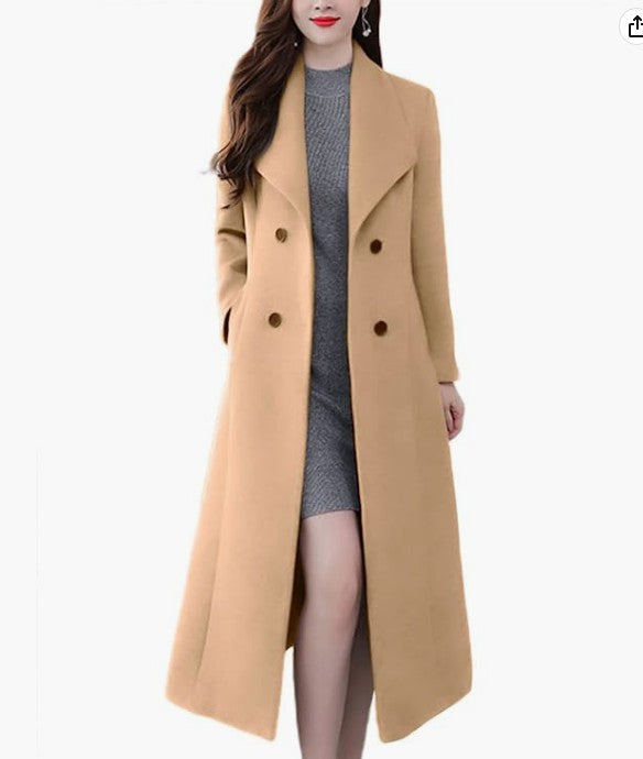 Woolen Thick Lapels Super Long Slim Coats