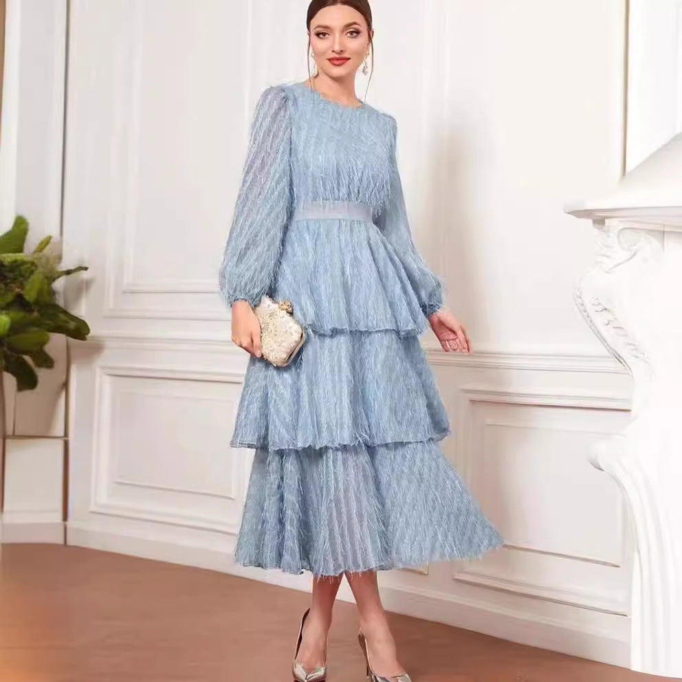 Women's French Style Temperament Early Spring Casual Retro Lace Fairy Slim Dress