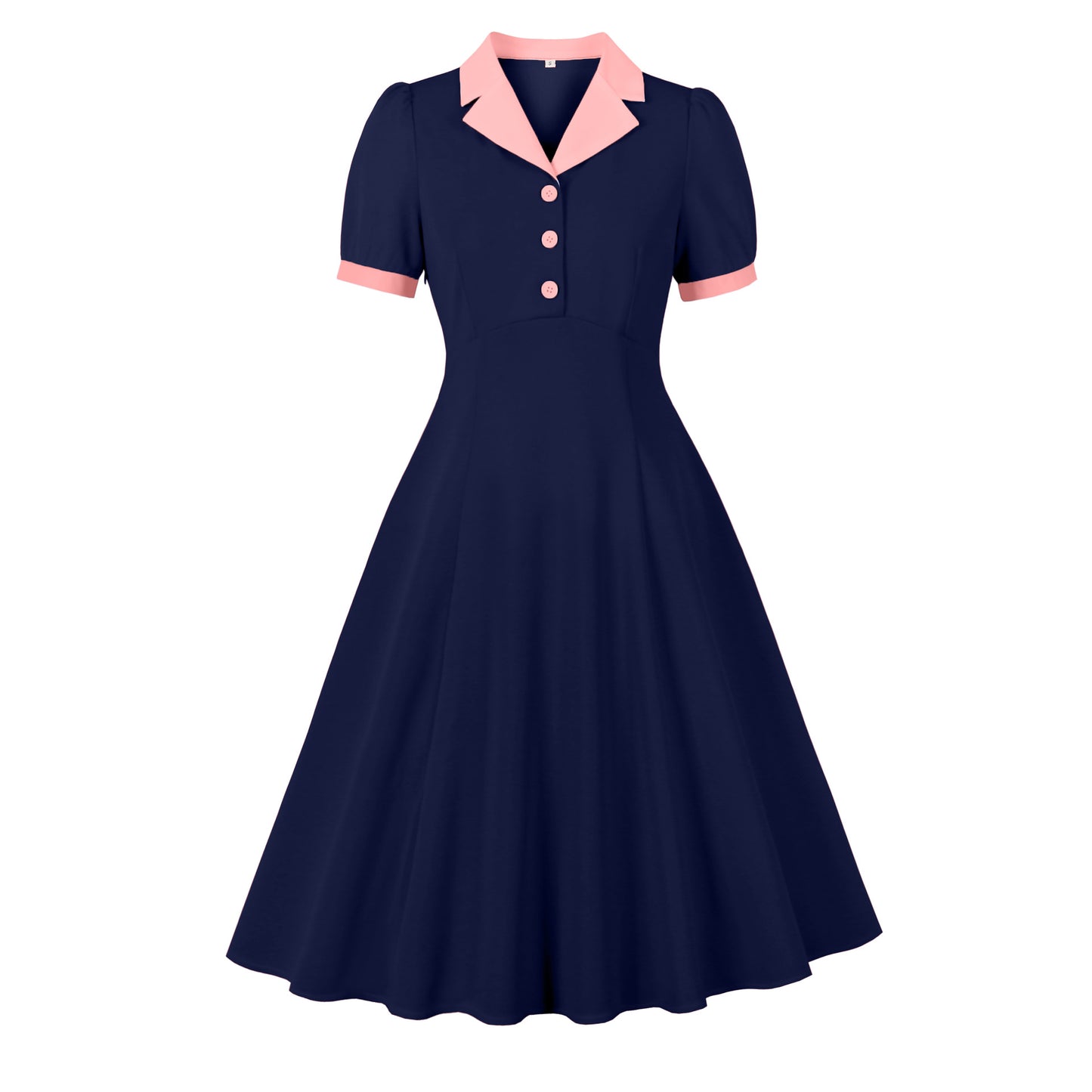 Women's Waist Slimming Preppy Style Color Matching Dresses