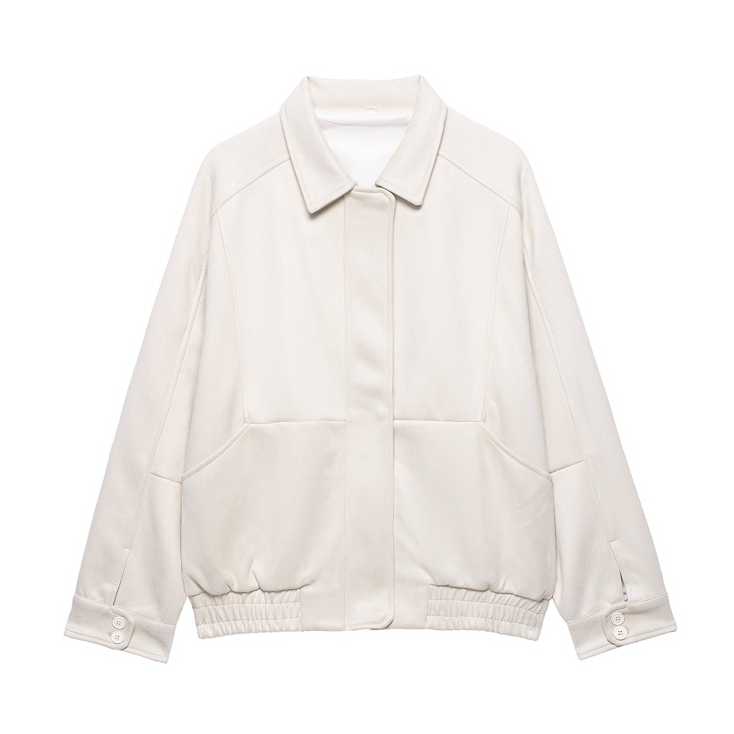 Women's Fashion Polo Collar Suede Texture Loose Jackets