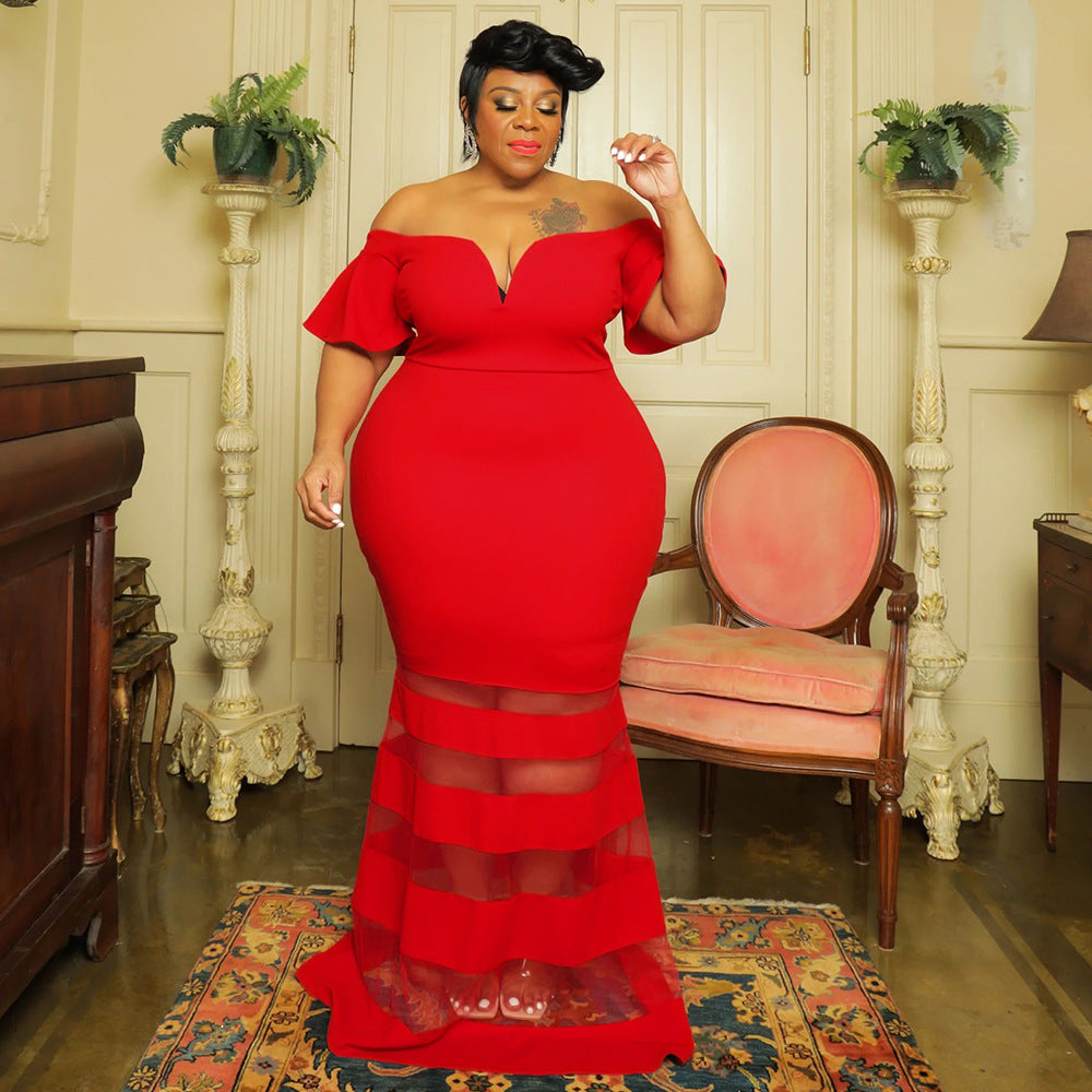 Sexy Fashion Formal Dress Bell Sleeve Dresses