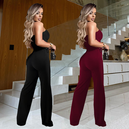 Women's Fashion Wear Casual Sexy Tube Metal Jumpsuits