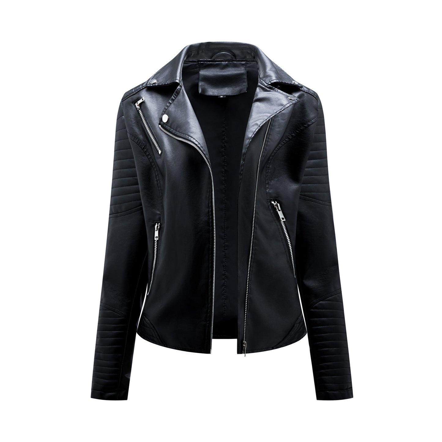Women's Leather European Slim Lapel Motorcycle Oblique Jackets