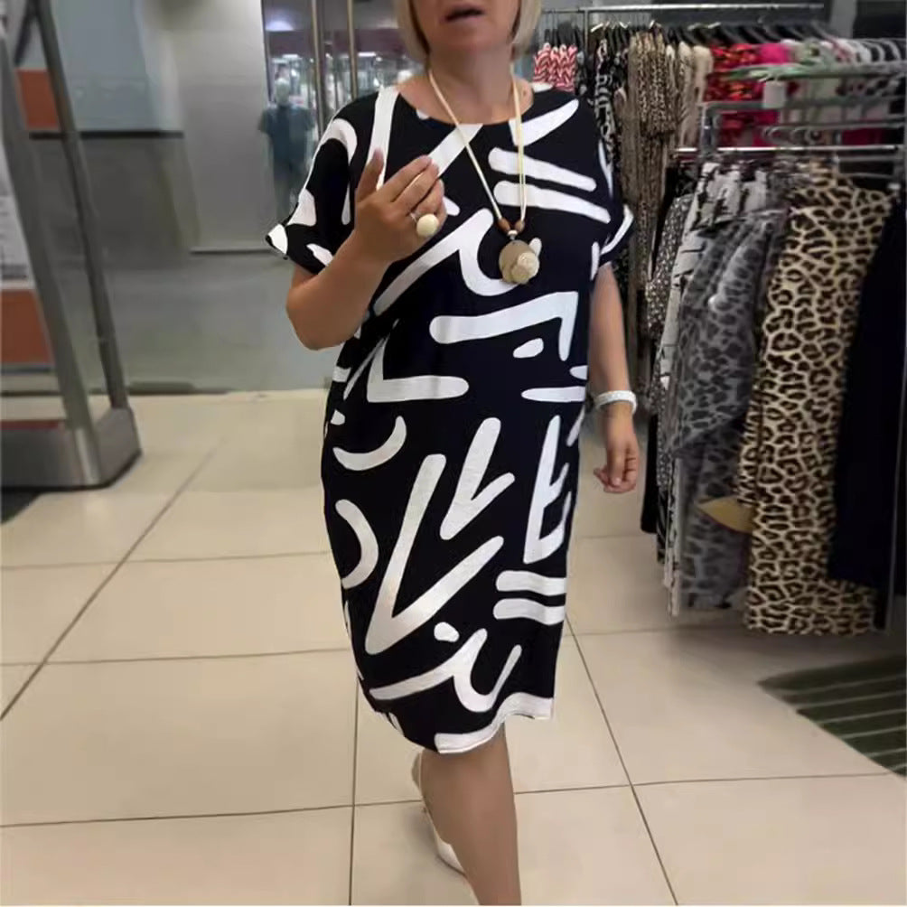 Women's Autumn Print Sleeve Fashion Loose For Dress
