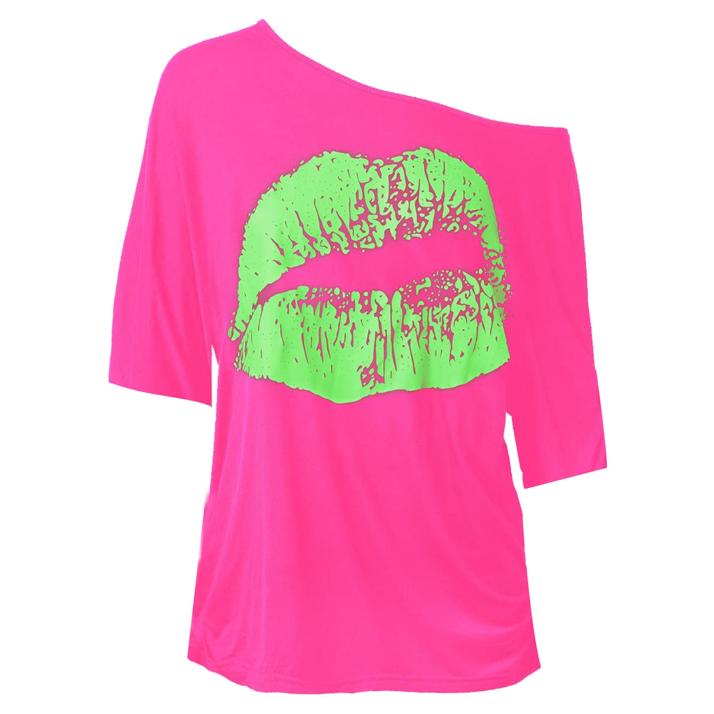 Women's Nostalgic Big Lip Printings Generation Shoulder Clothing
