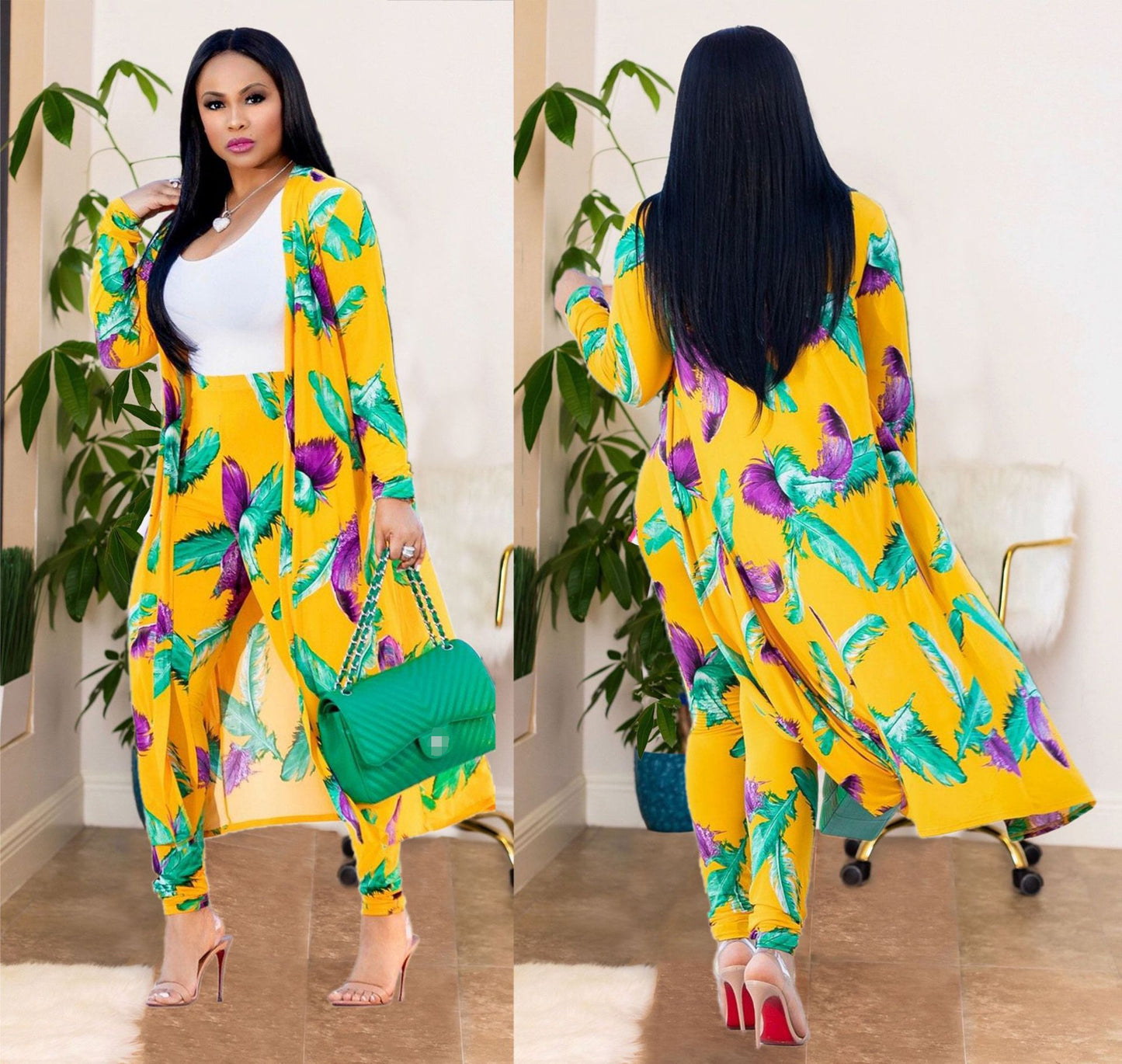 Print Long Sleeve Two-piece Set Nightclub Suits