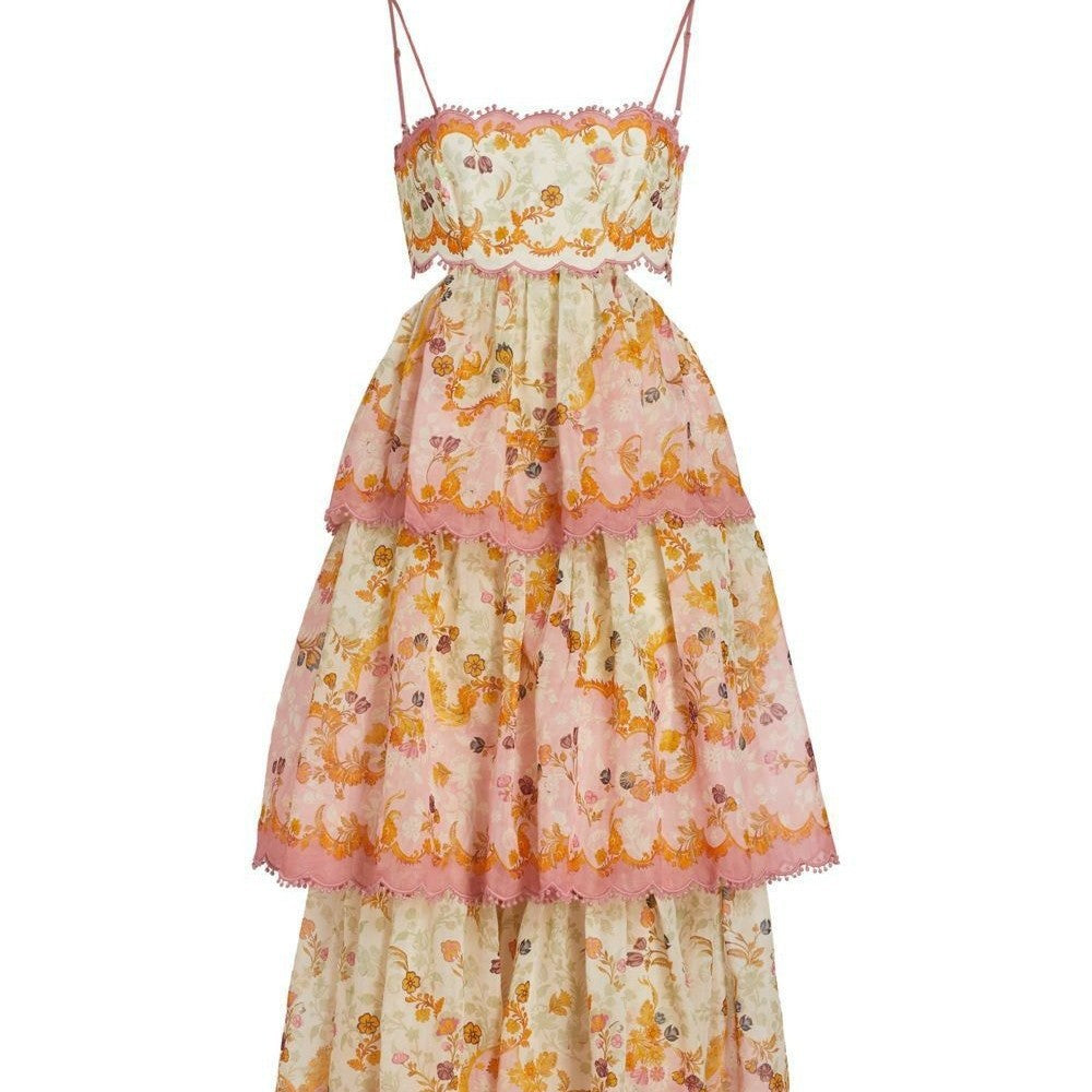 Women's Russian Fashion Tassel Midriff Outfit Embroidered Dresses