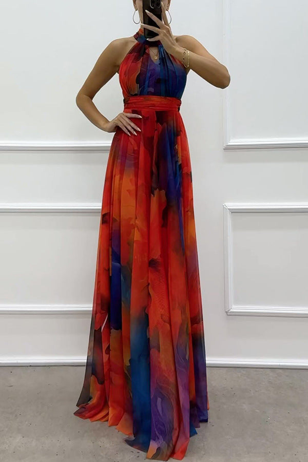 Women's Sleeveless Printed Dress Fashion Large Swing Dresses