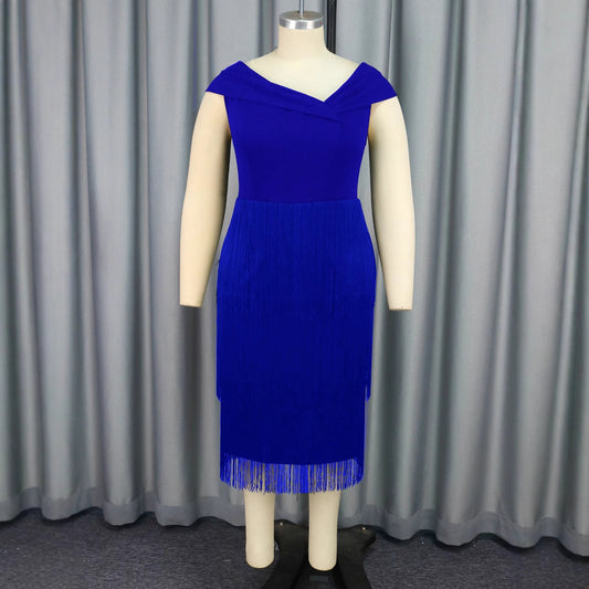 Collar Sleeveless Tassel Dress Party Prom Dresses