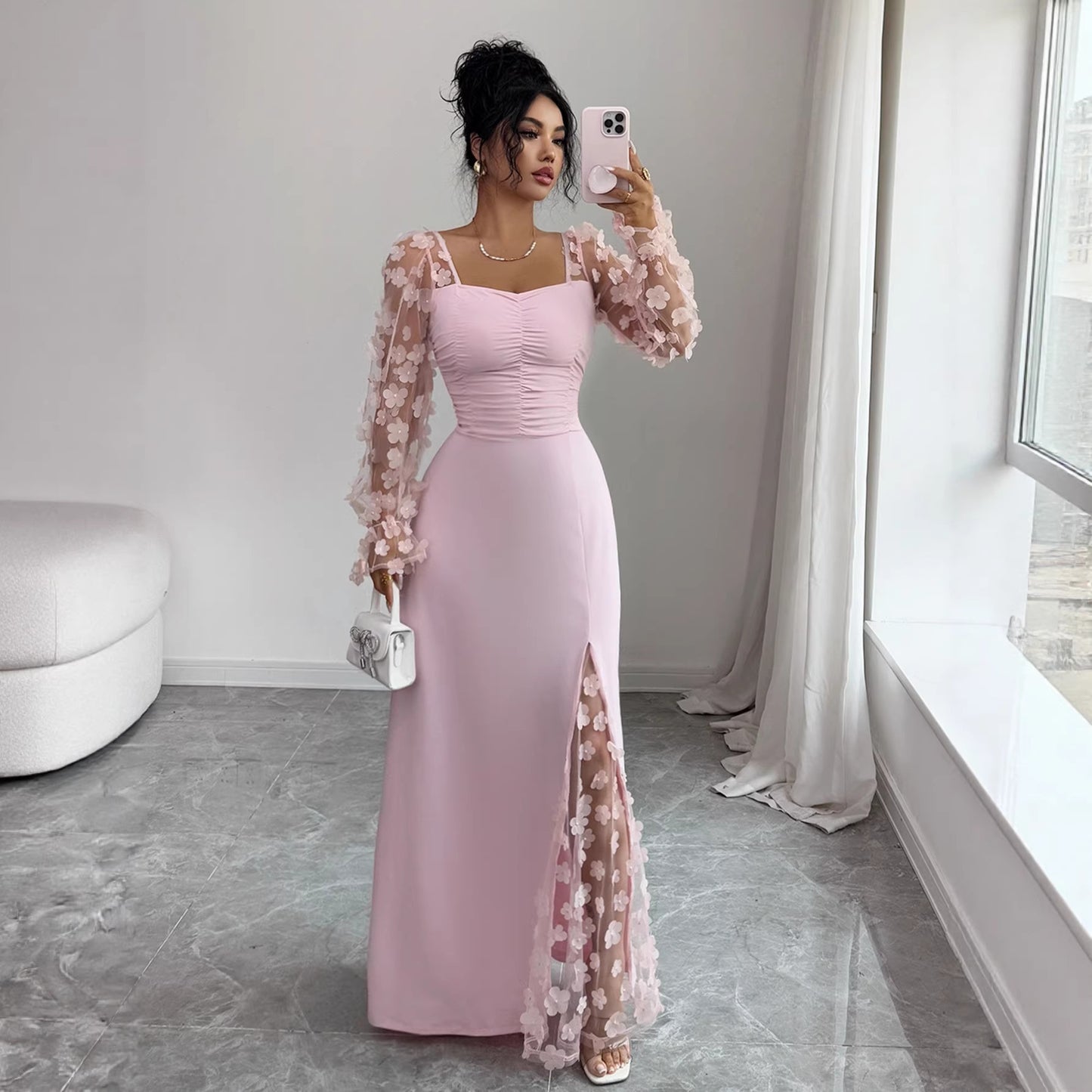 Women's French Vintage Style Long Sleeve Dress