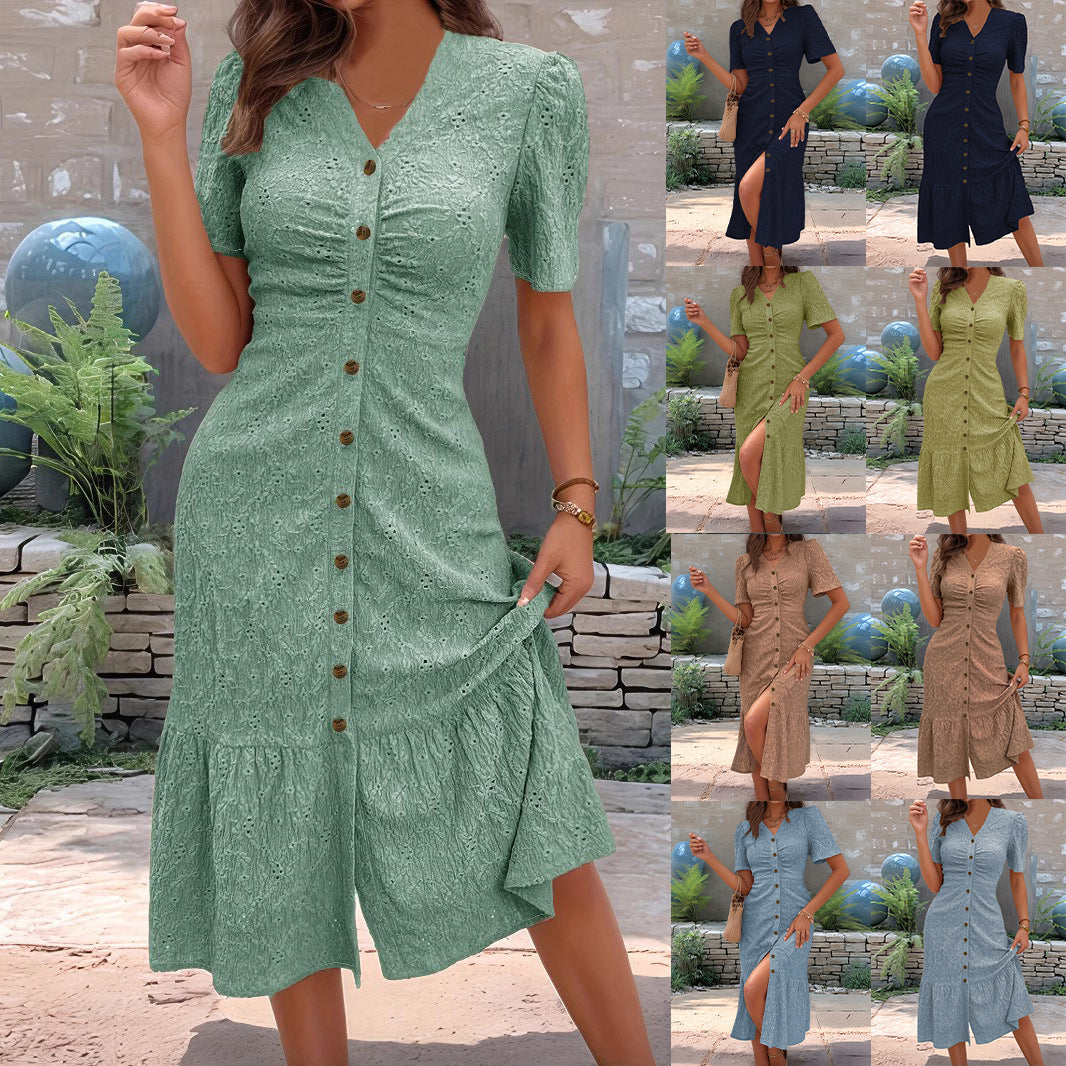 Women's Pan Collar Sleeve Solid Color Fashion Dress