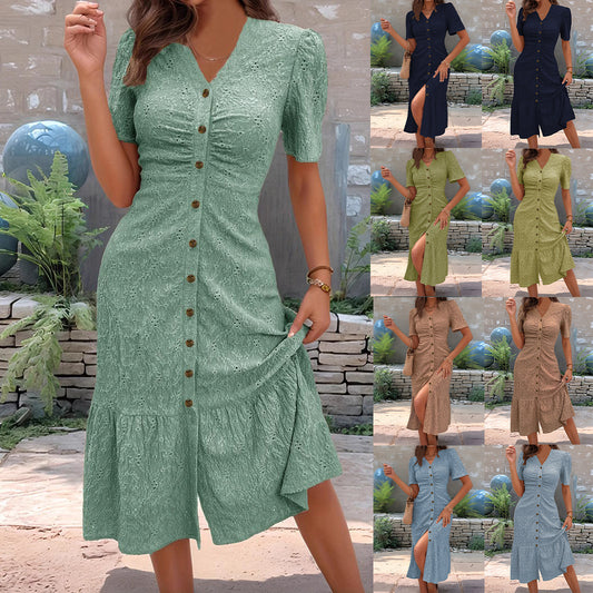 Women's Pan Collar Sleeve Solid Color Fashion Dress