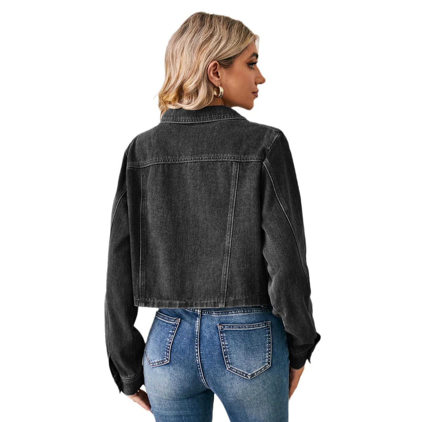 Women's American Hot Washed Denim Long Sleeve Jackets