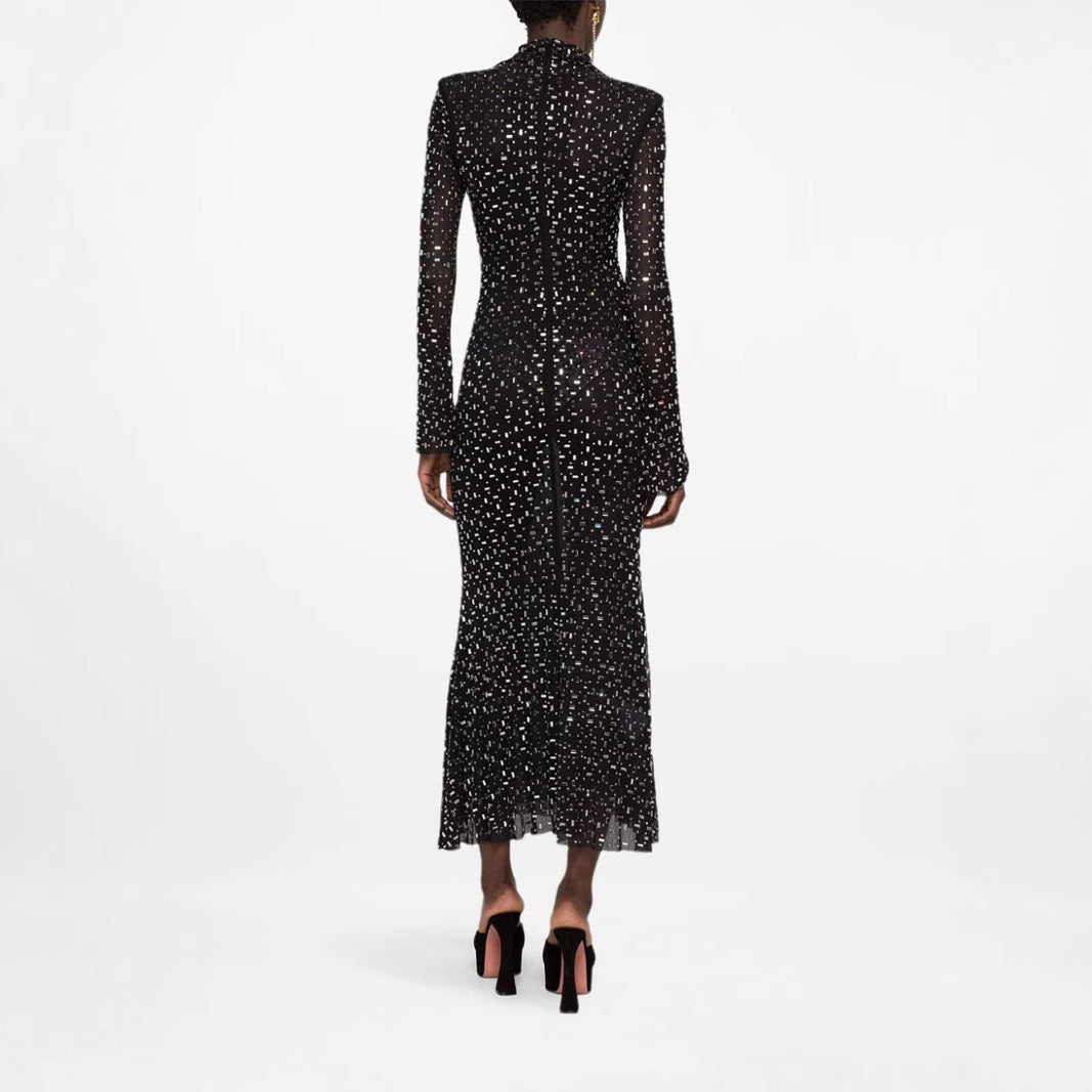 Women's Light Luxury Overcoat Clothes Fashion Mesh Collar Long Sleeves Dresses