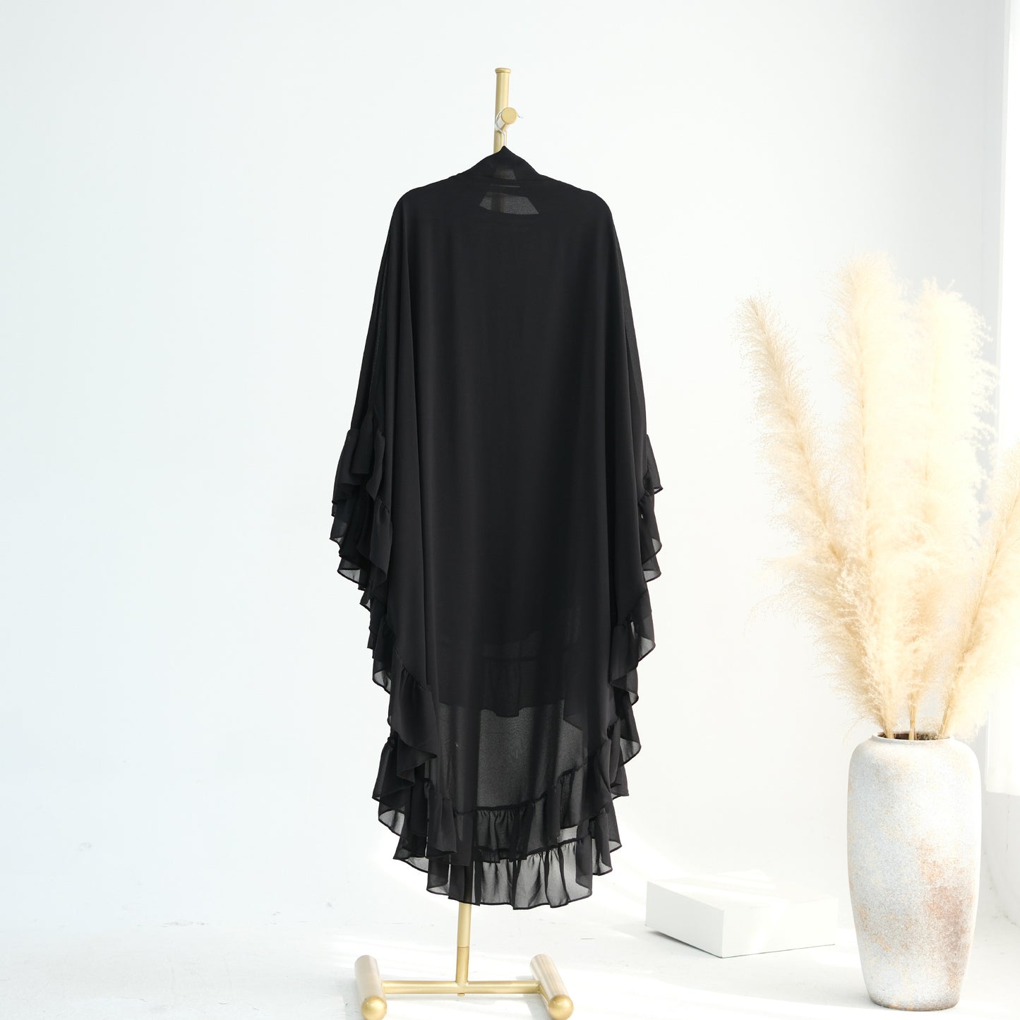 Ruffled Big Swing Headscarf Solid Color Dresses