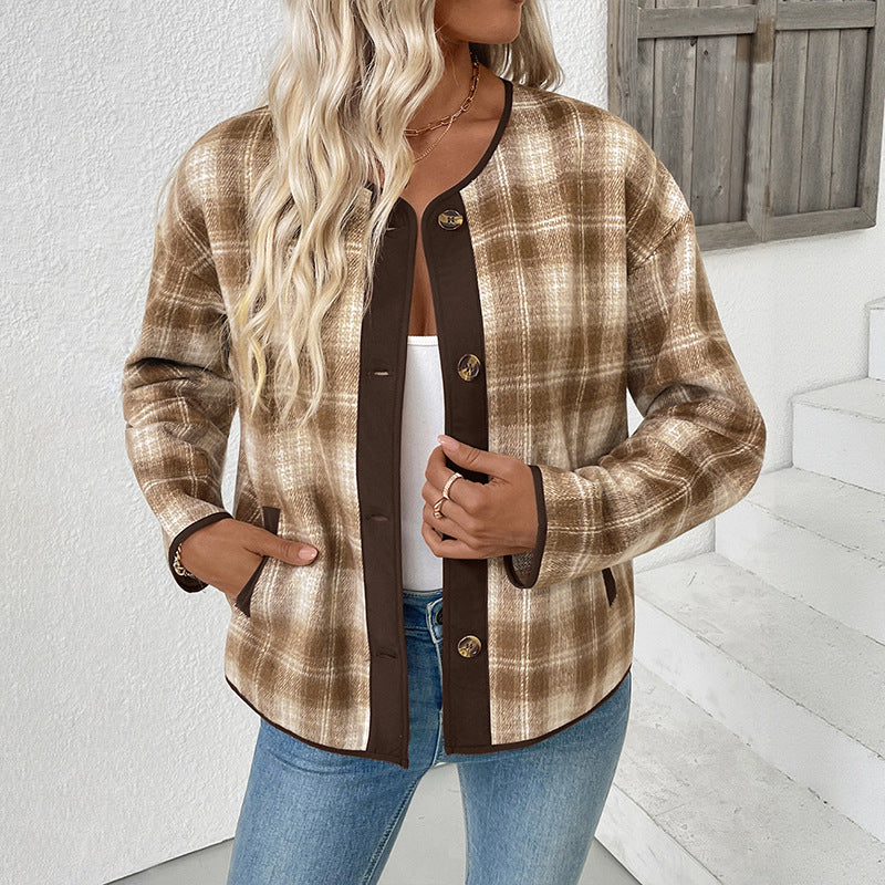 Innovative Trendy Plush Plaid High-grade Retro Jackets