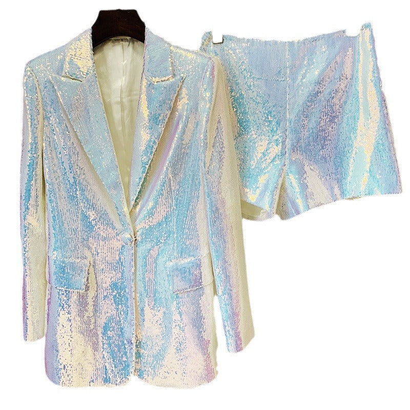 Fashion Personality Shiny Colorful Sequined Two-piece Suits