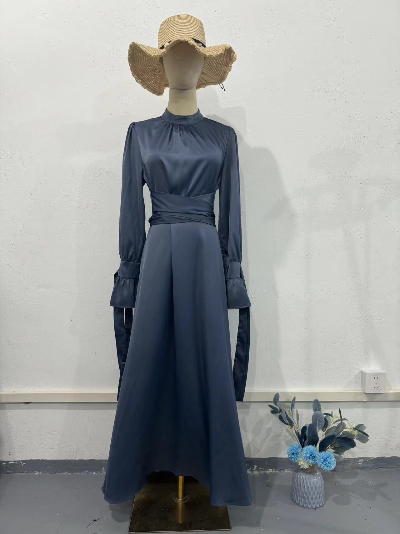 Women's Up Solid Color Long Sleeve Dress Dresses