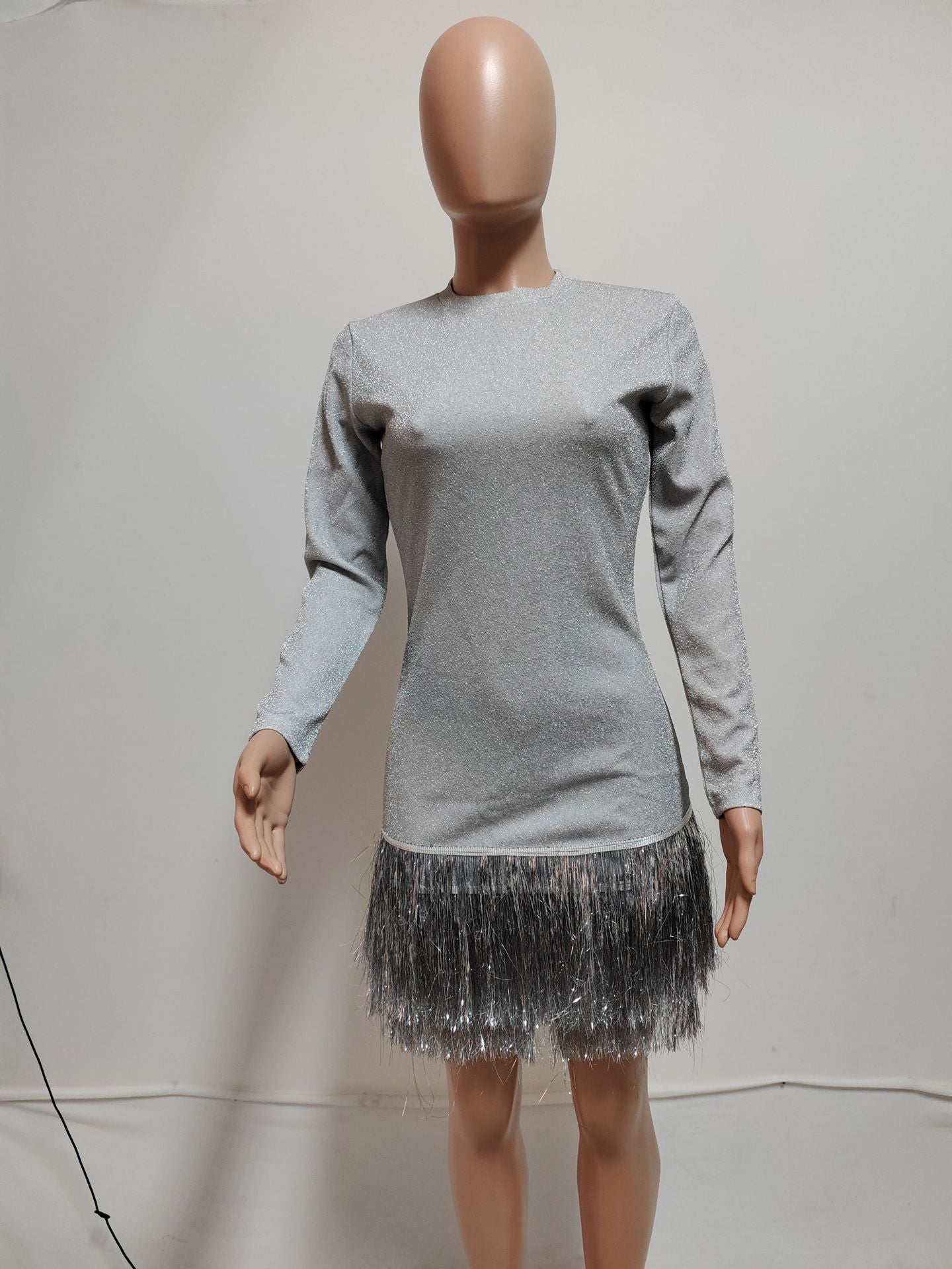 Composite Fabric Tassel Dress Fit Slimming Dresses