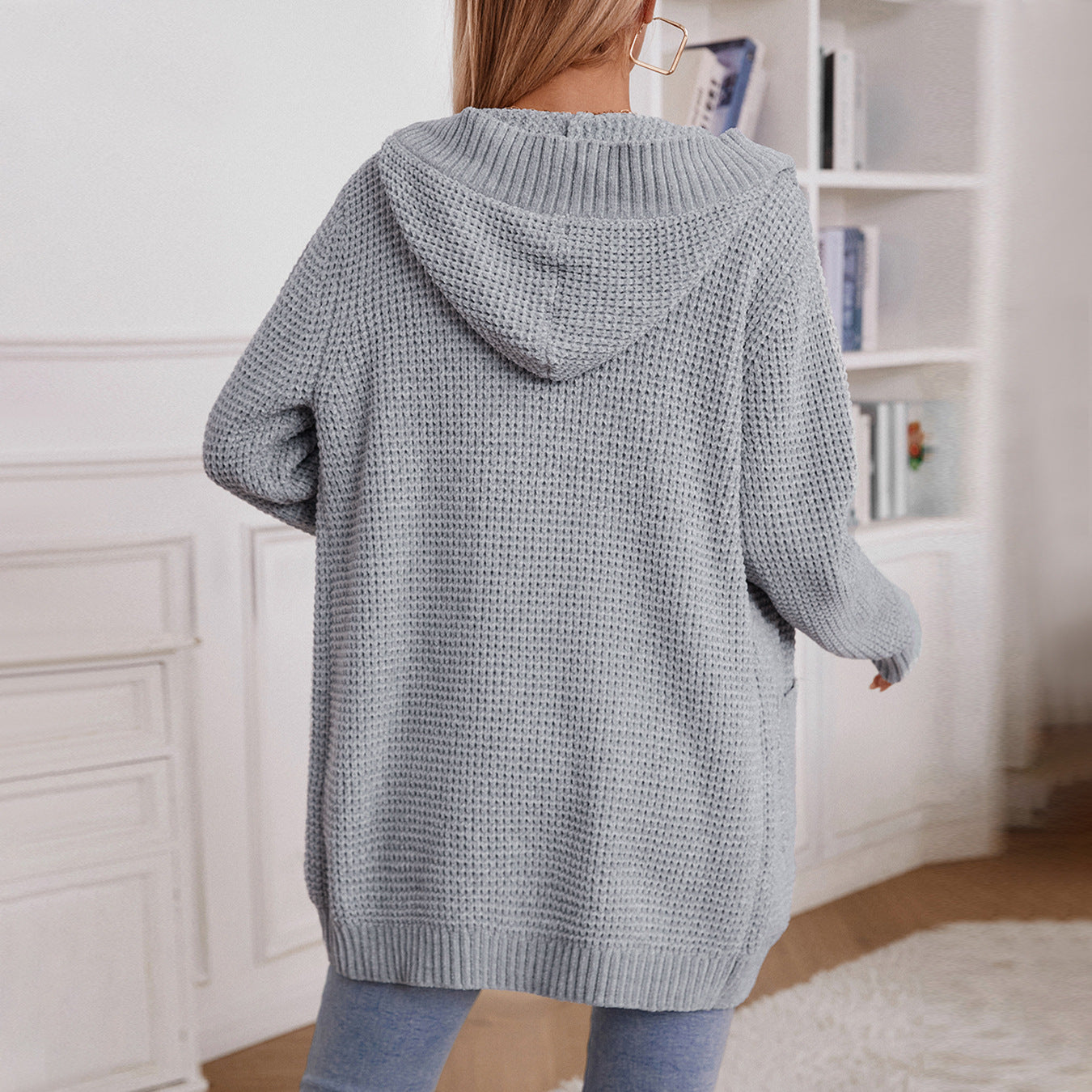 Women's Hooded Long Knitted Retro Loose Button Sweaters