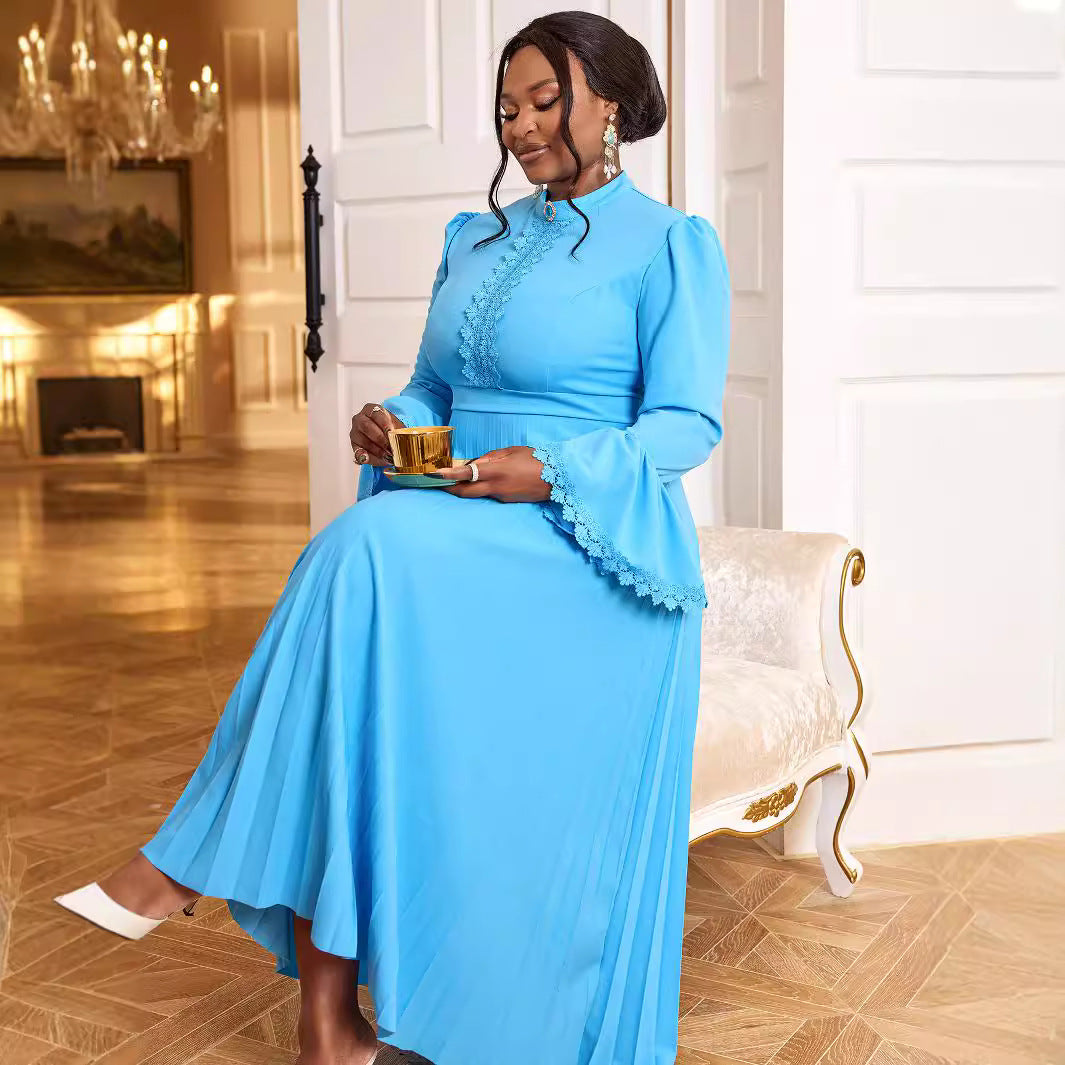 Bell Sleeve Pleated Dress Stylish Loose Dresses