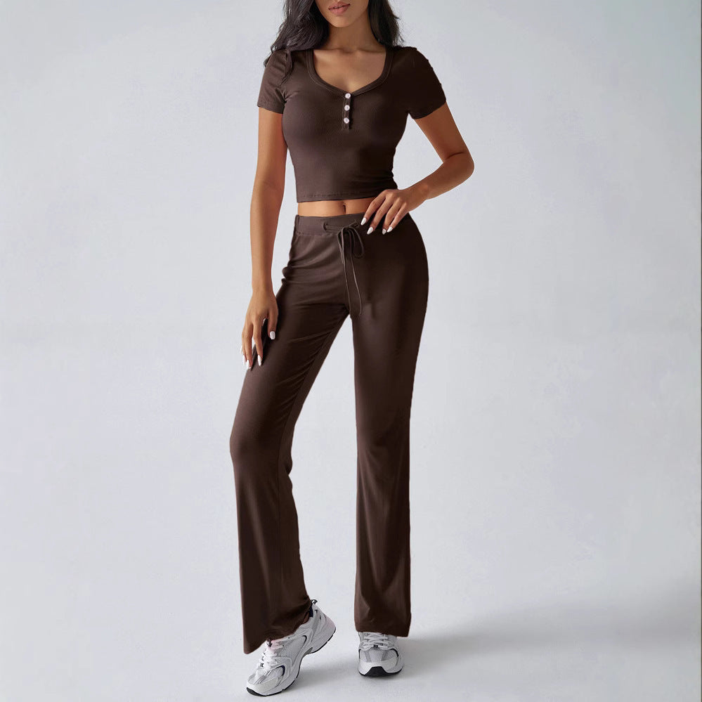 Women's Temperament Pure Color Round Neck Urban Suits