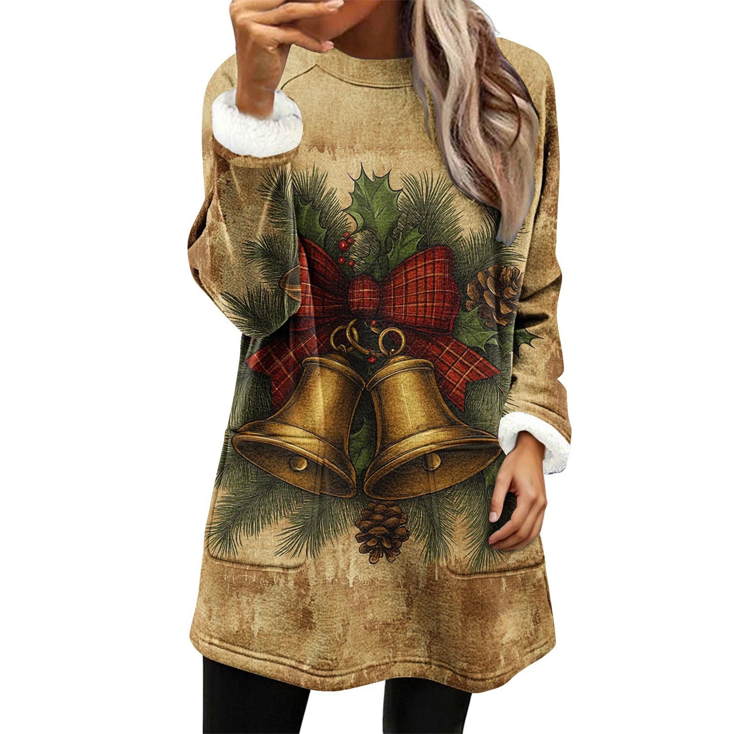 Christmas Snowman Digital Printing Casual Wide-sleeved Veet Women's Sweater, Sweater