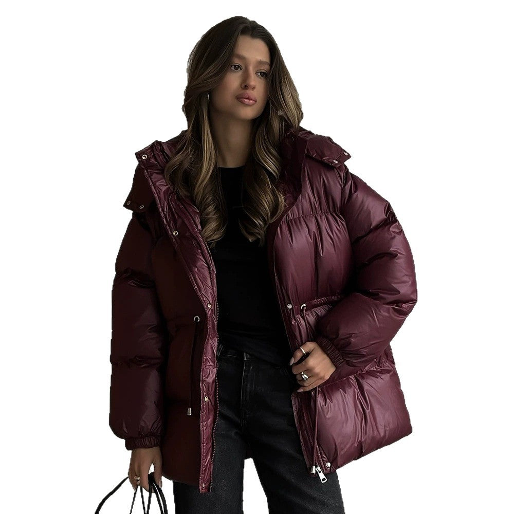 Drawstring Winter Hooded Zipped Comfortable Thermal Coats