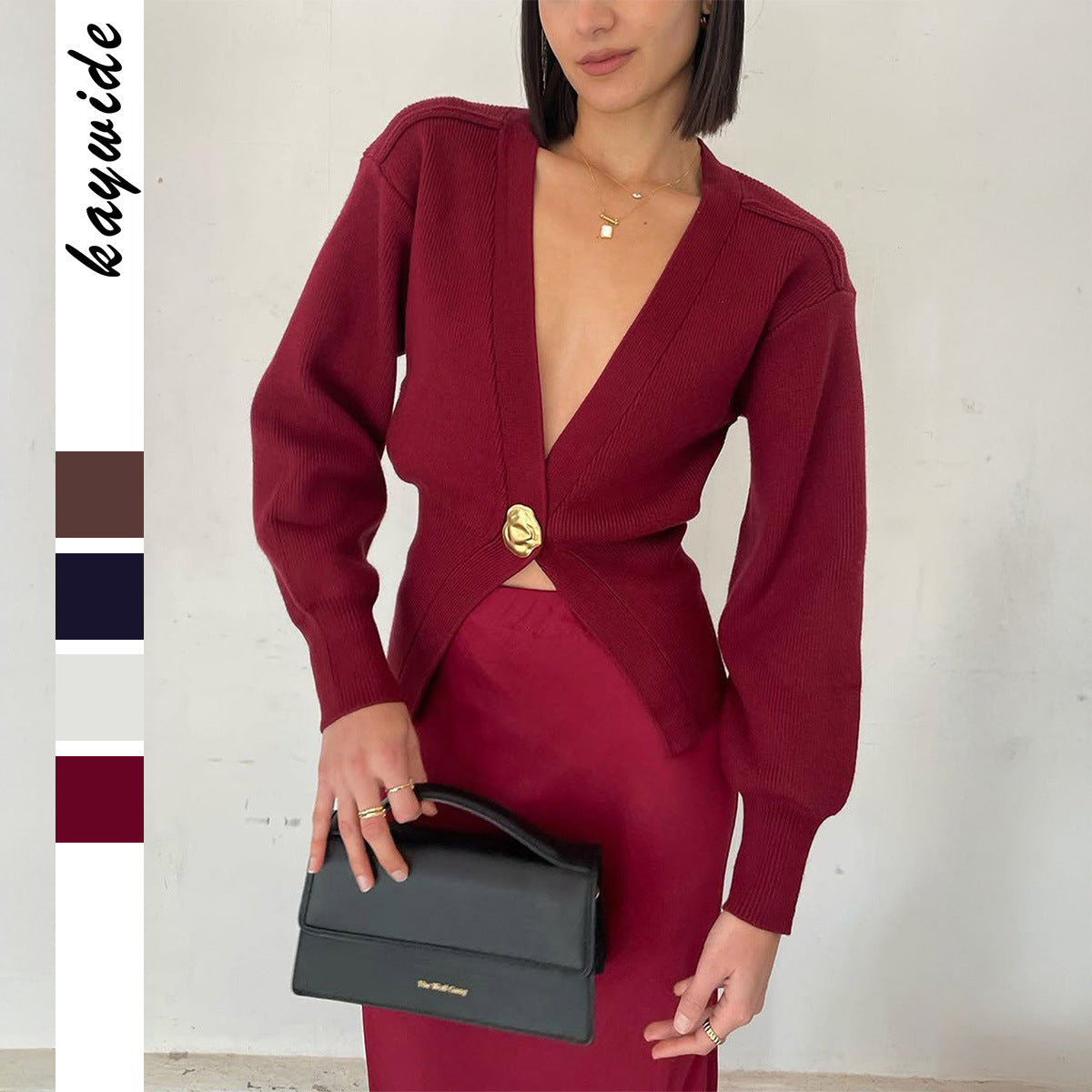 Women's Casual Simple Style Deep V Advanced Sweater