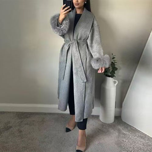 Women's Durable Trendy Beautiful Cuff Woolen Coats