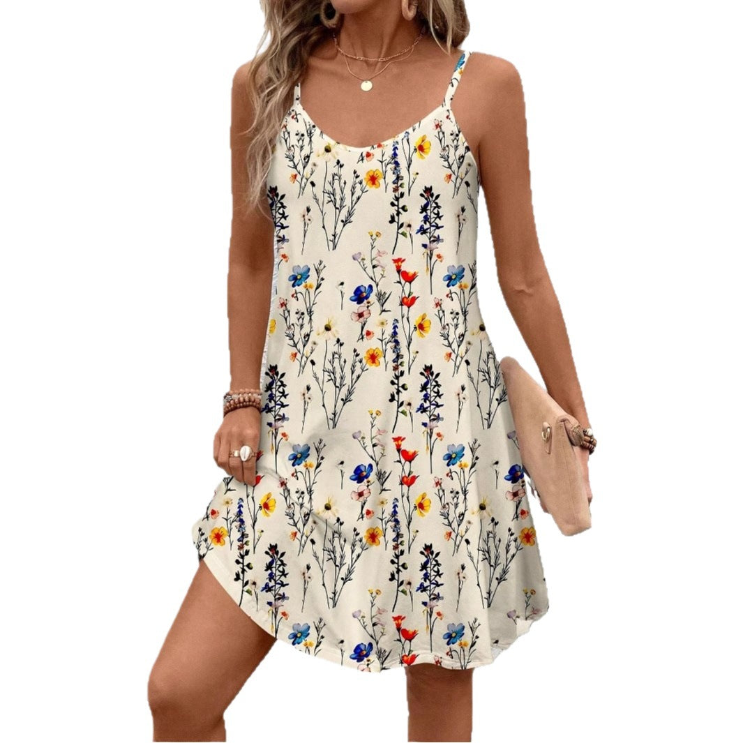 Summer Fashion Round Neck Printed Sleeveless Dress