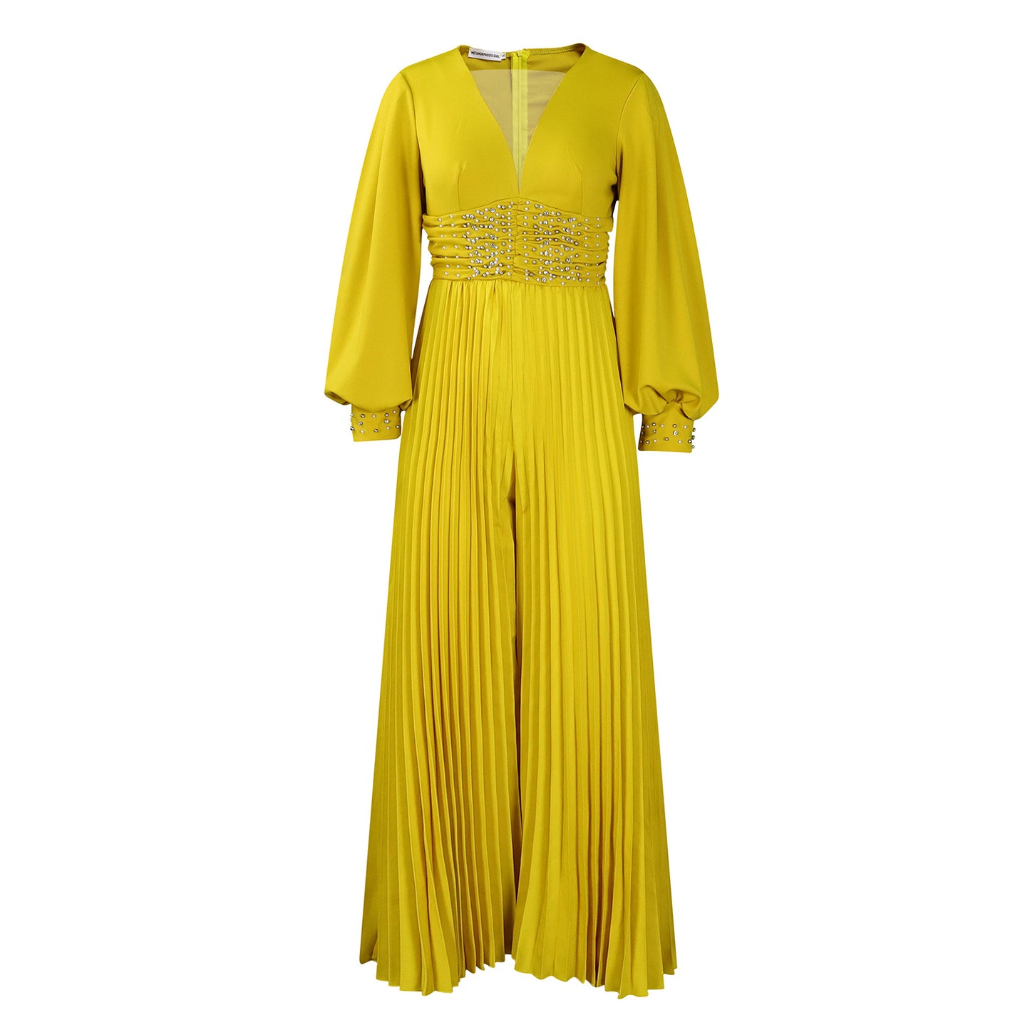 Women's Long Sleeve Beaded Sexy Wide Leg Jumpsuits