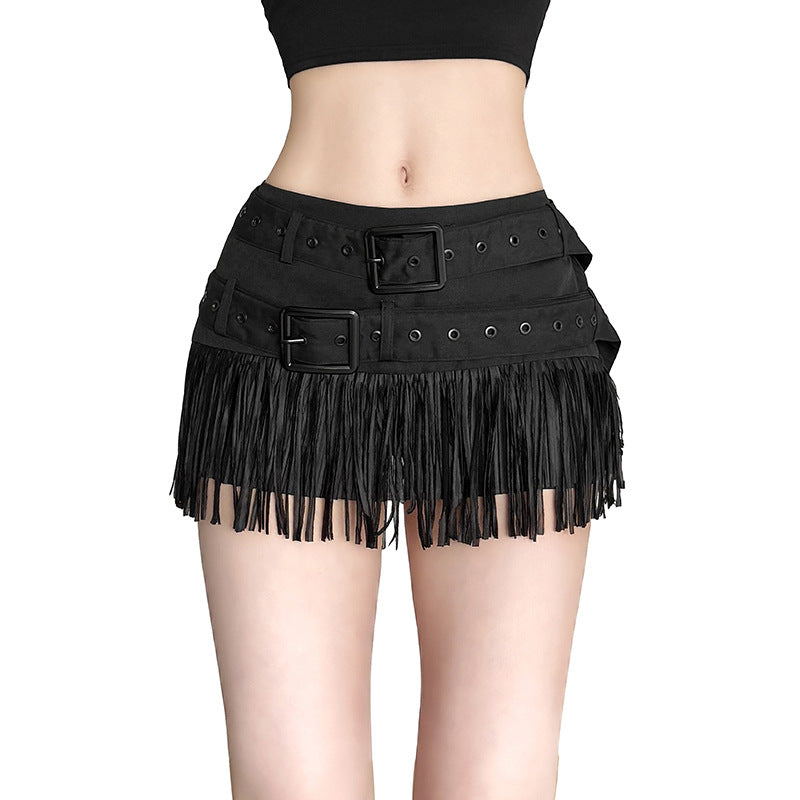 Color Stitching Tassel Design Sense American Skirts