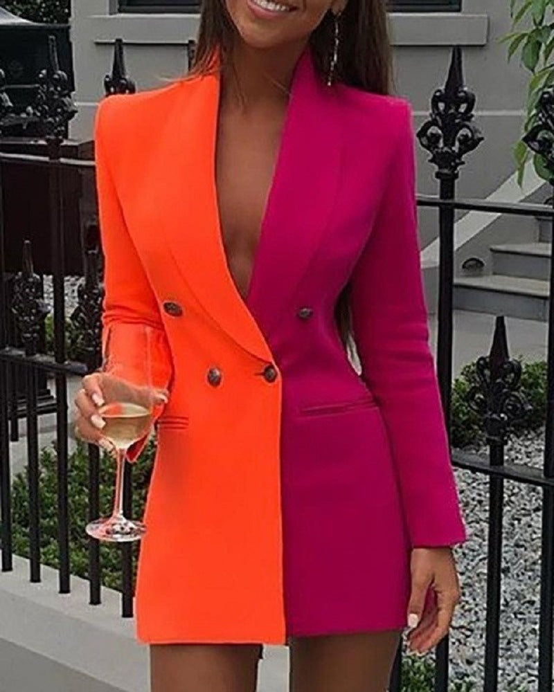 Color Contrast Patchwork Business Wear Small Suits