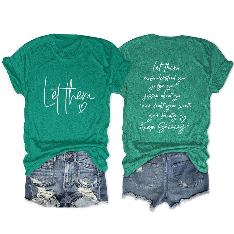 Casual Front Rear Printed Simple Sleeve Blouses