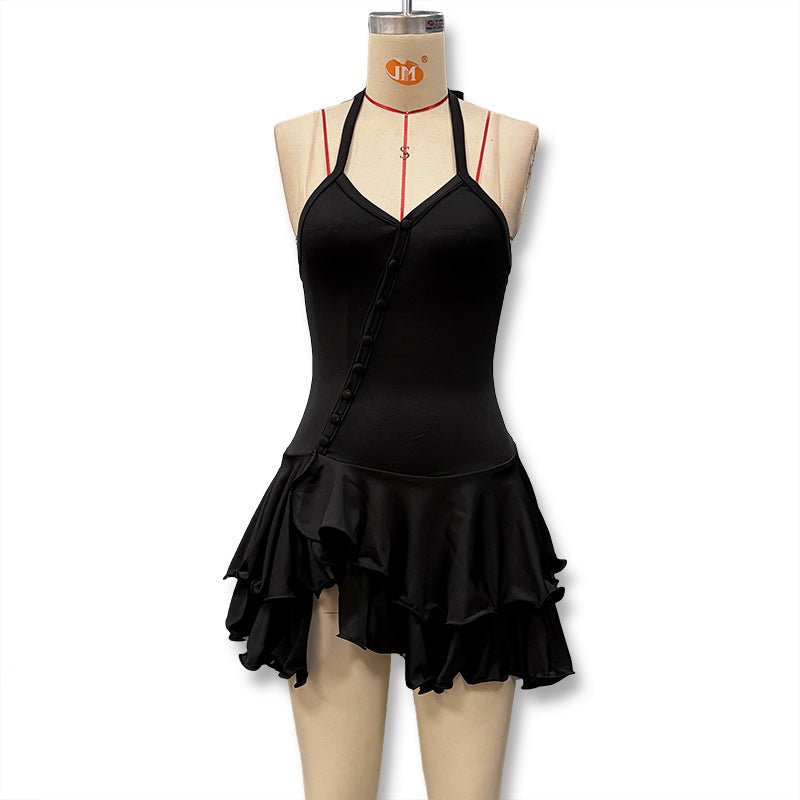 Women's Flare Sleeve Slim Fit Sexy Halter Backless Dress