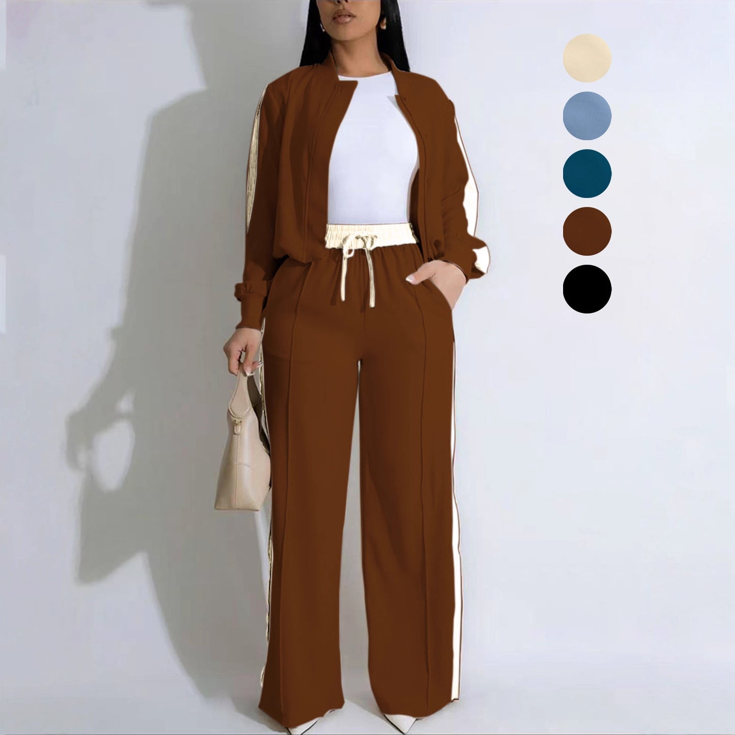 Elegant Attractive Innovative Women's Ribbon Long-sleeved Fashion Casual Suit