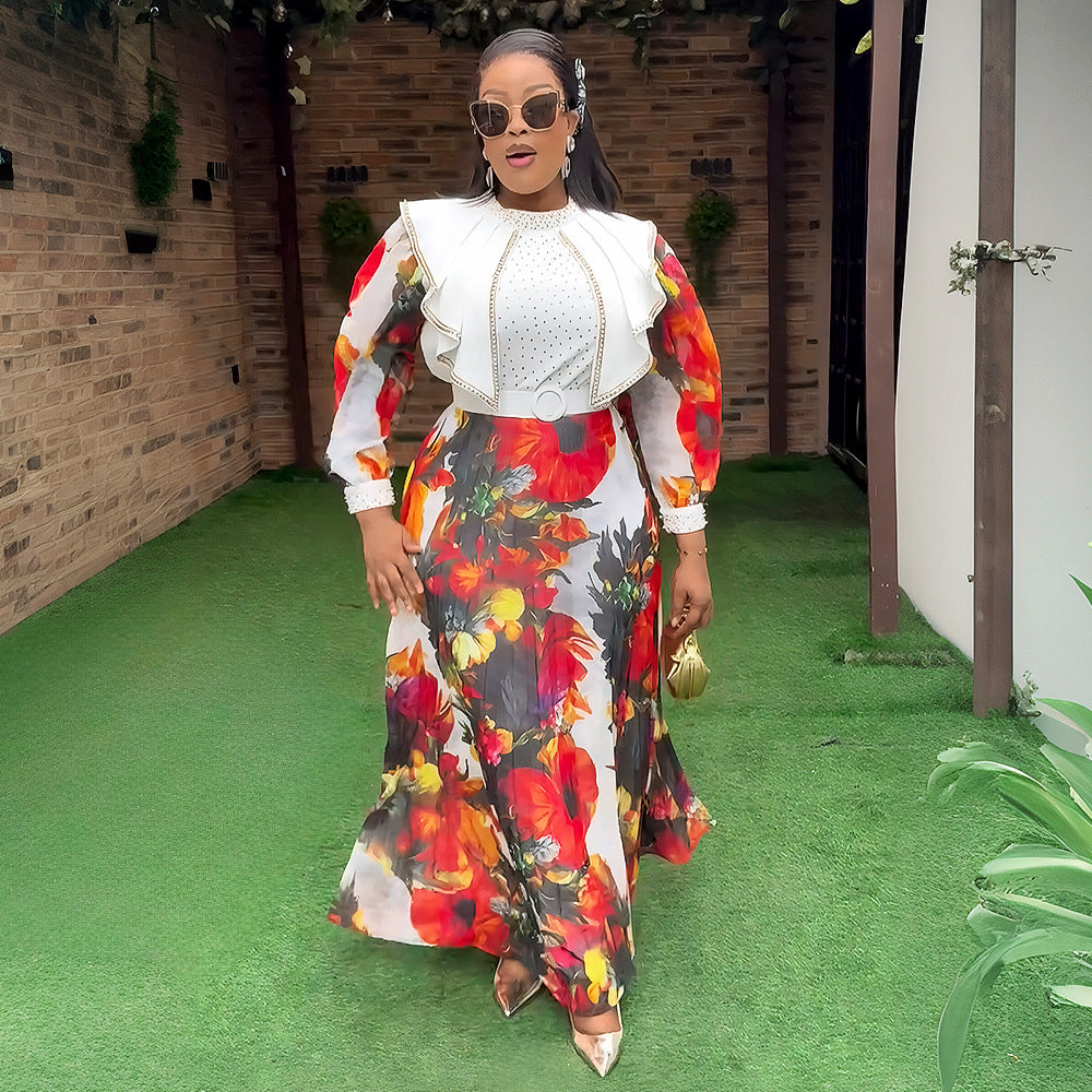 Women's African Wear Elegant Printed Dress Long Dresses