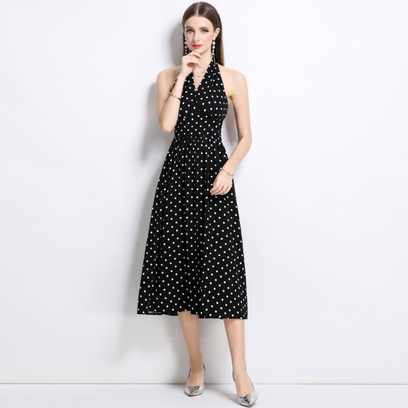 Women's Dress Polka Dot Small Backless Halter Dresses
