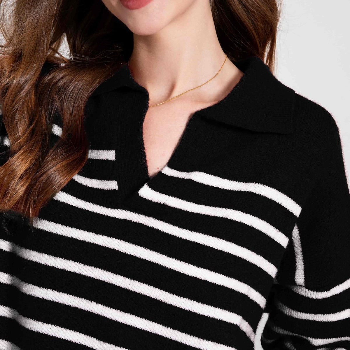 Women's Long Sleeve Autumn Cotton Bottoming Shirt Contrast Color Navy Style Coats
