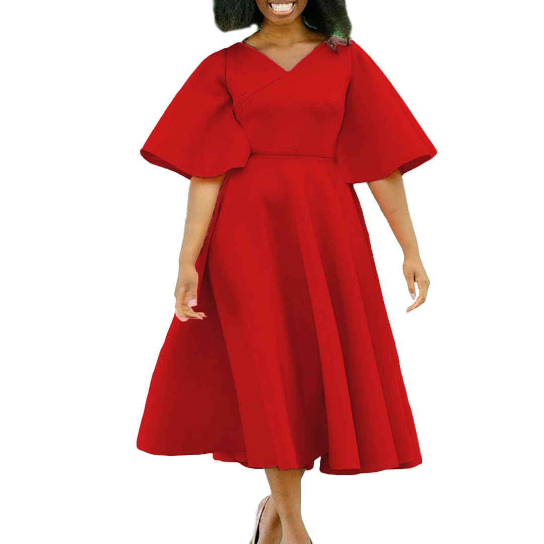 Women's Clothes Flared Sleeves Fashionable Elegant Large Dress